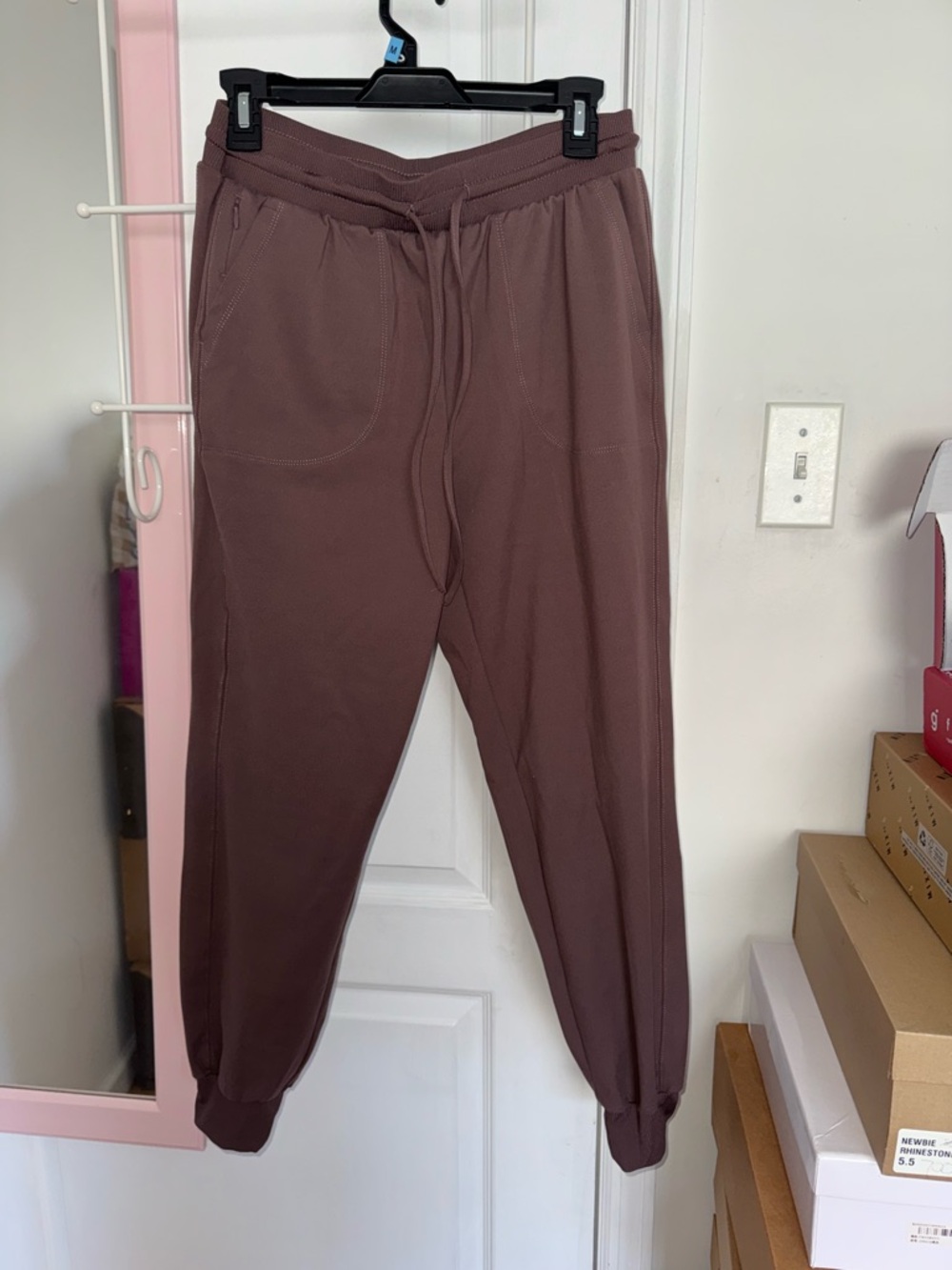 Cozy Drawstring Joggers in Deep Mauve